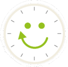 Icon mit einer stilisierten lächelnden Uhr