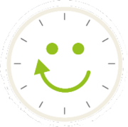 Icon mit einer stilisierten lächelnden Uhr